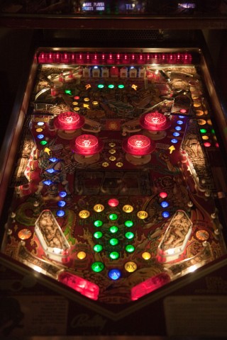 Playfield with all LED lighting (except for row of red lights at the very top).  Click for larger.